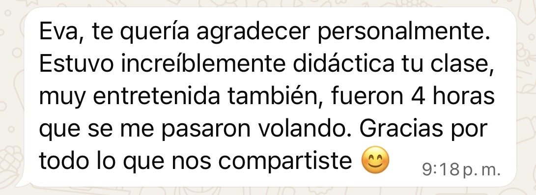 Testimonio de una persona que participó del curso presencial 2
