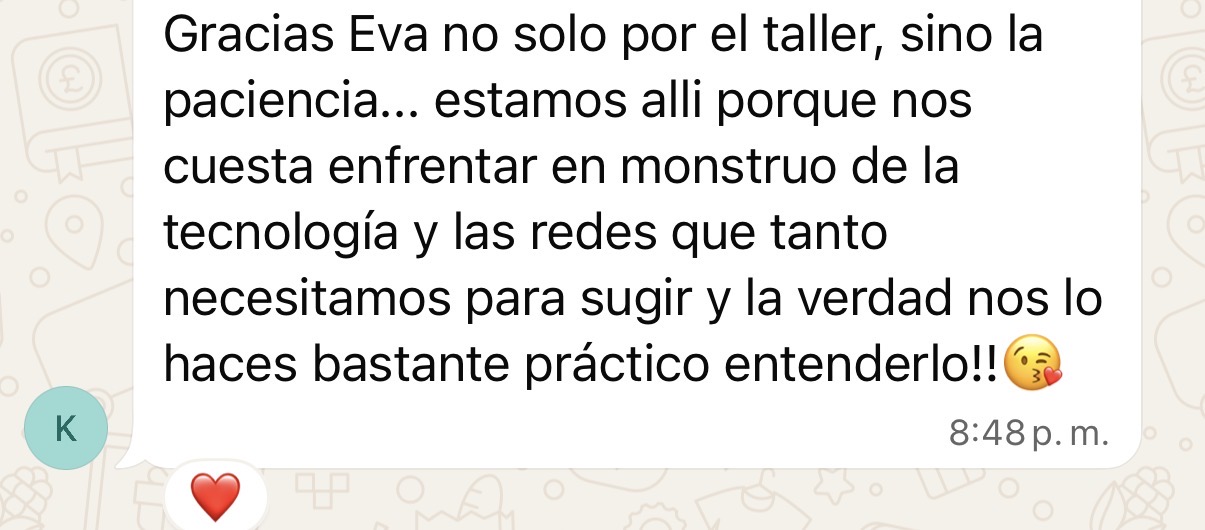 Testimonio de una persona que participó del curso presencial 3