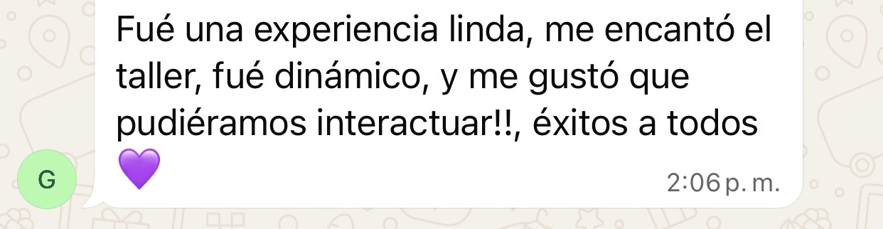 Testimonio de una persona que participó del curso presencial 4